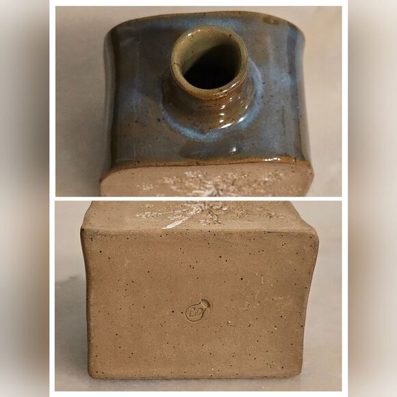 Pottery Studio Parsley Engraved Glazed Vase Handmade Signed - Picture 5 of 8